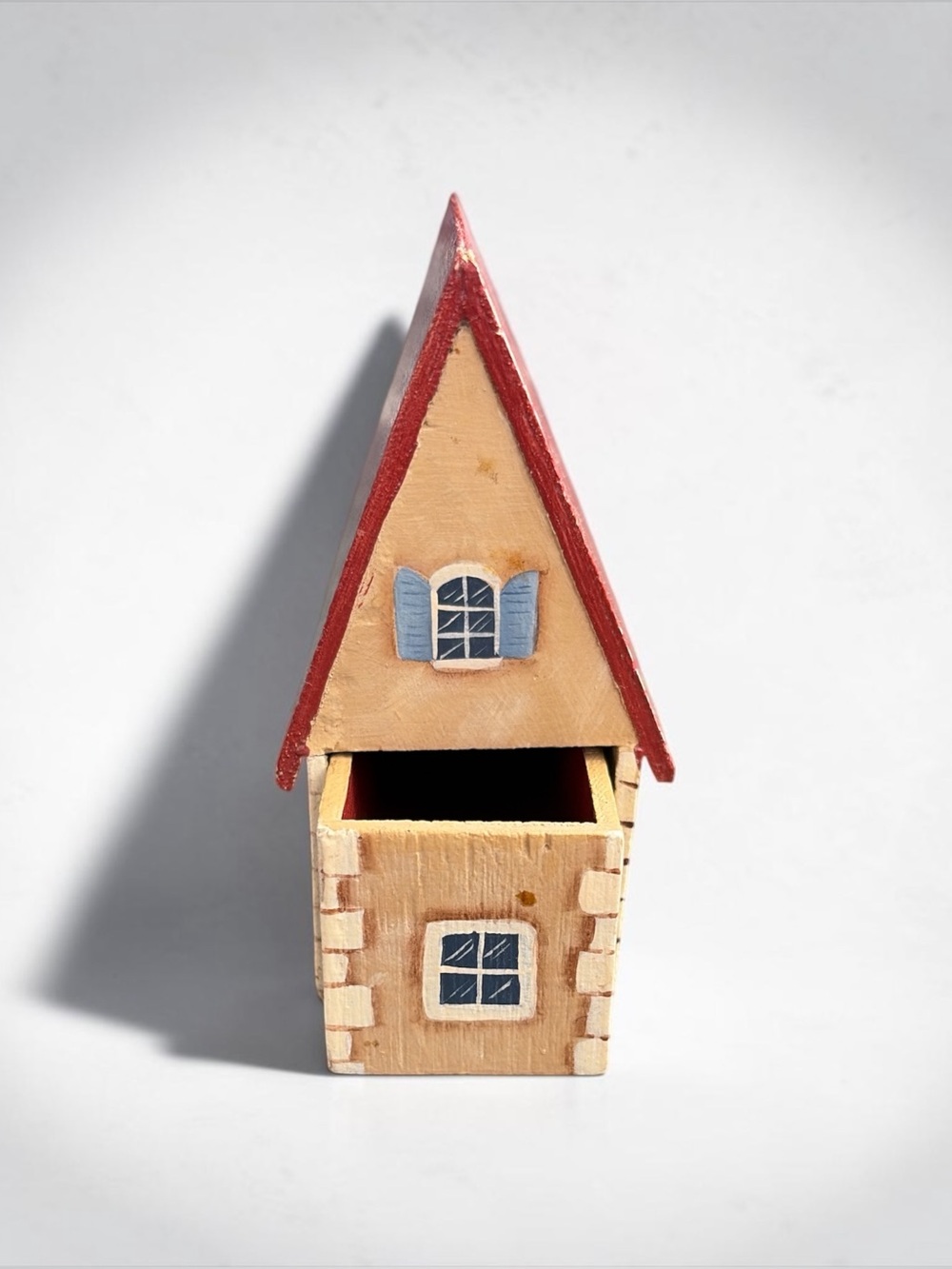 HANDPAINTED MINIATURE WOOD HOUSE TRINKET DRAWER SIGNED BARBARA CLAKKE